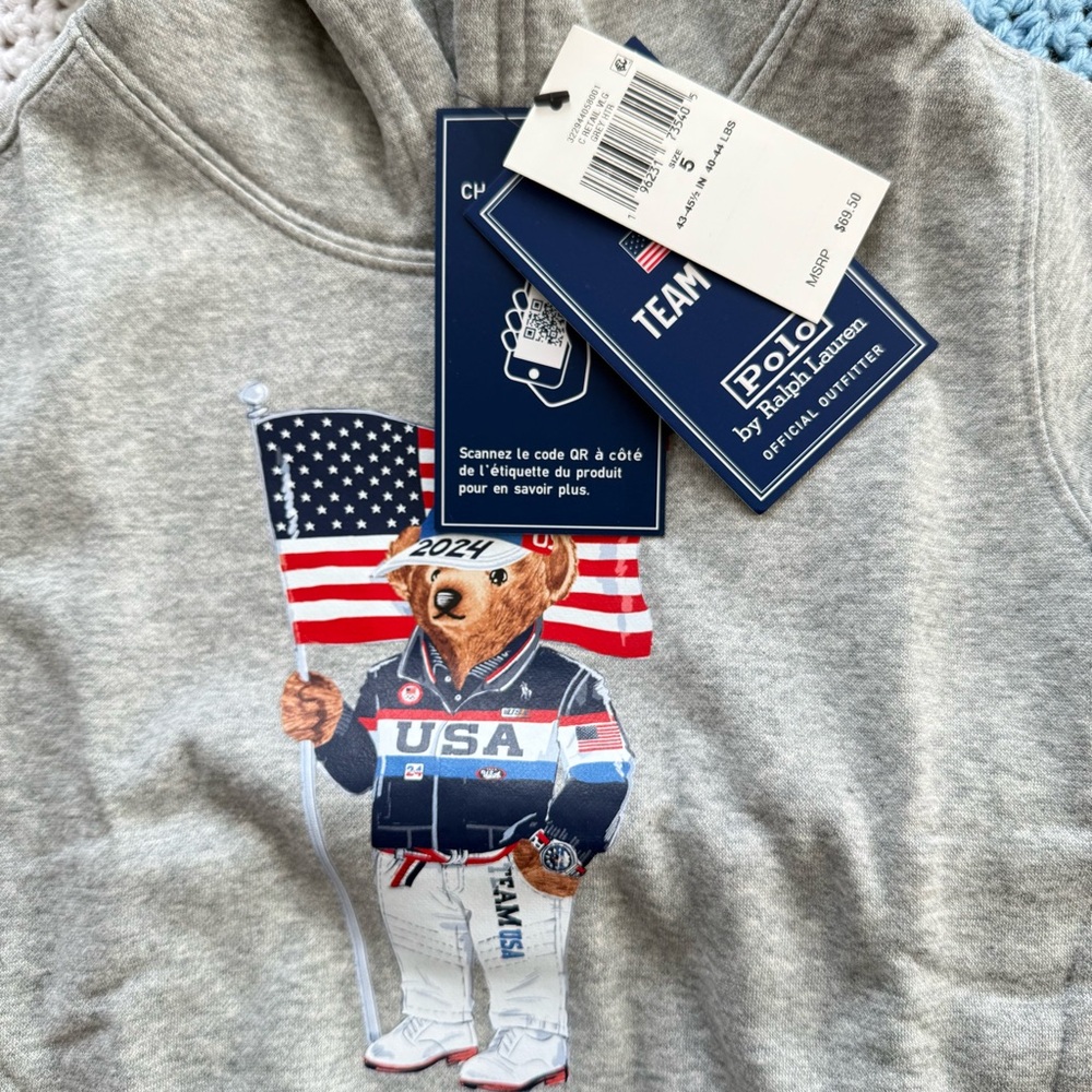 Polo Ralph Lauren Team USA Kids Bear Hoodie - Picture 4 of 8